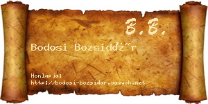 Bodosi Bozsidár névjegykártya